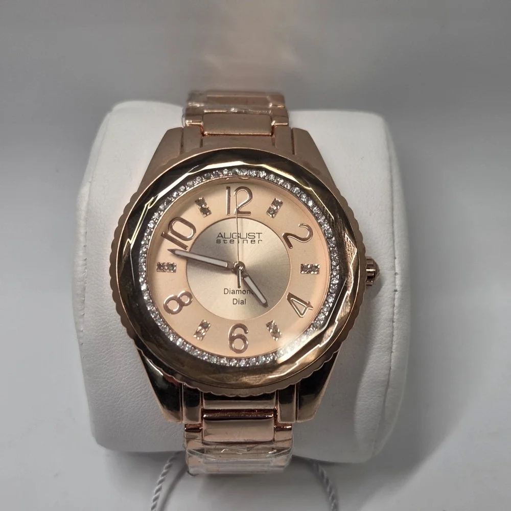 August Steiner AS8122RG Rose Gold-Tone Womens Watch Crystal Bezel